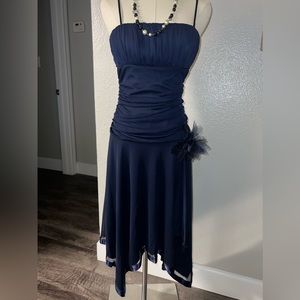 Vintage flowy mid navy blue dress